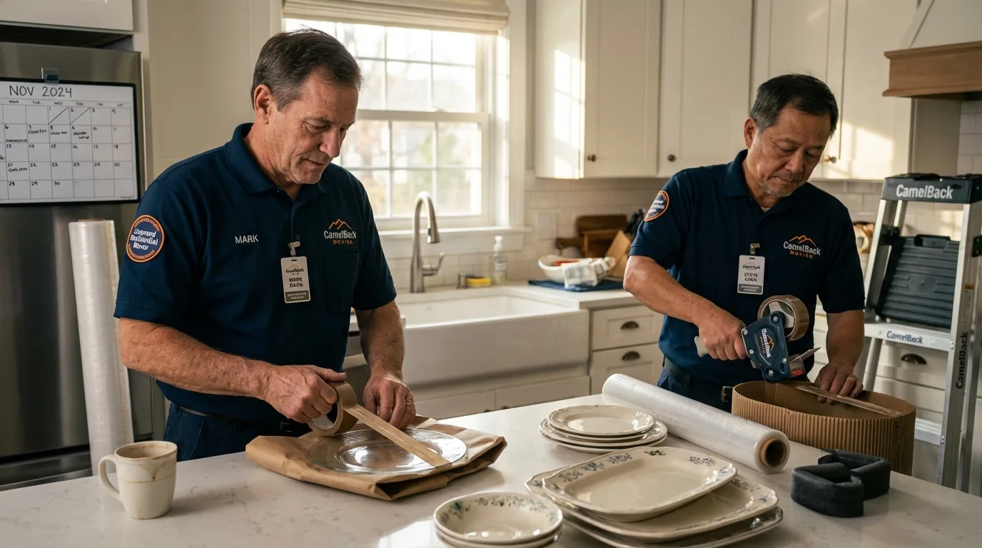 Professional crew packing kitchen dishware in Grottoes, VA